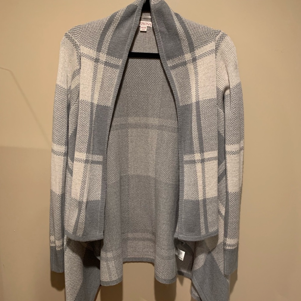 Gray plaid cardigan
